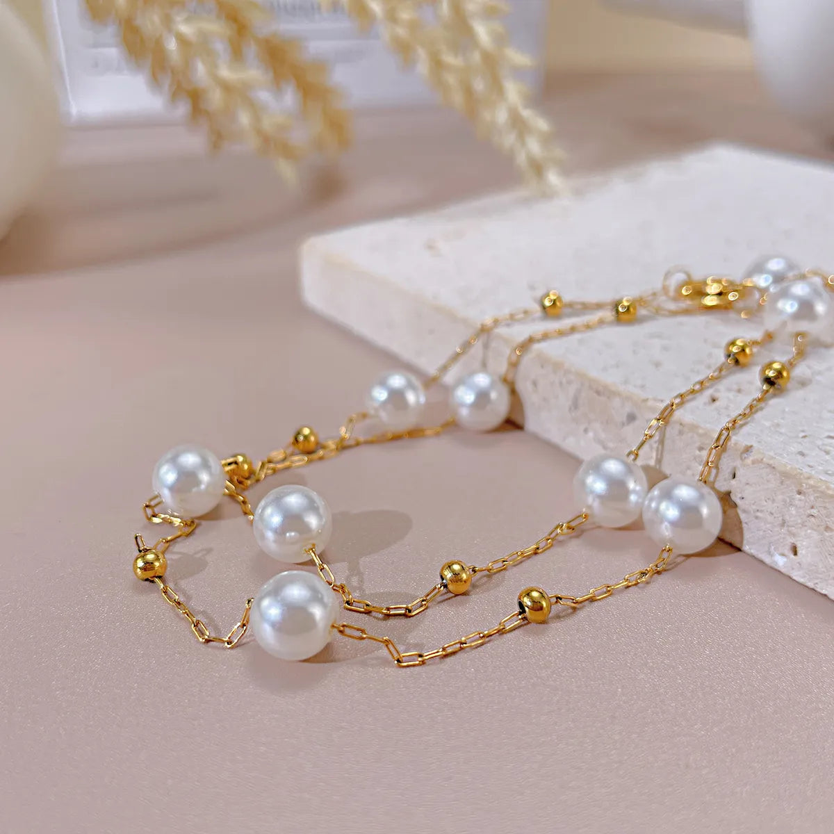 Simple Style Pearl Stainless Steel Necklace