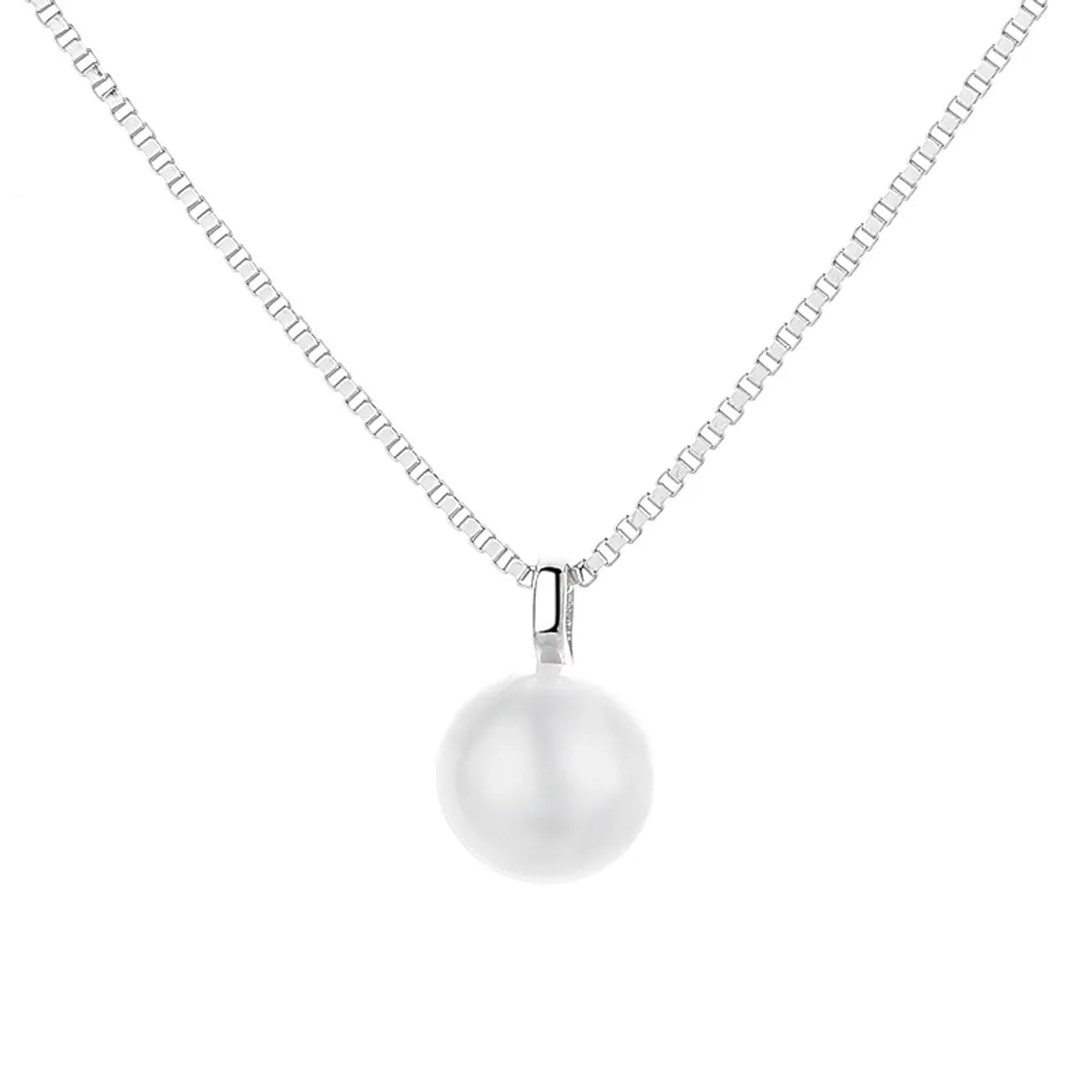 Simple Style Pearl Sterling Silver Plating Charms Pendant Necklace