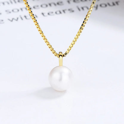 Simple Style Pearl Sterling Silver Plating Charms Pendant Necklace