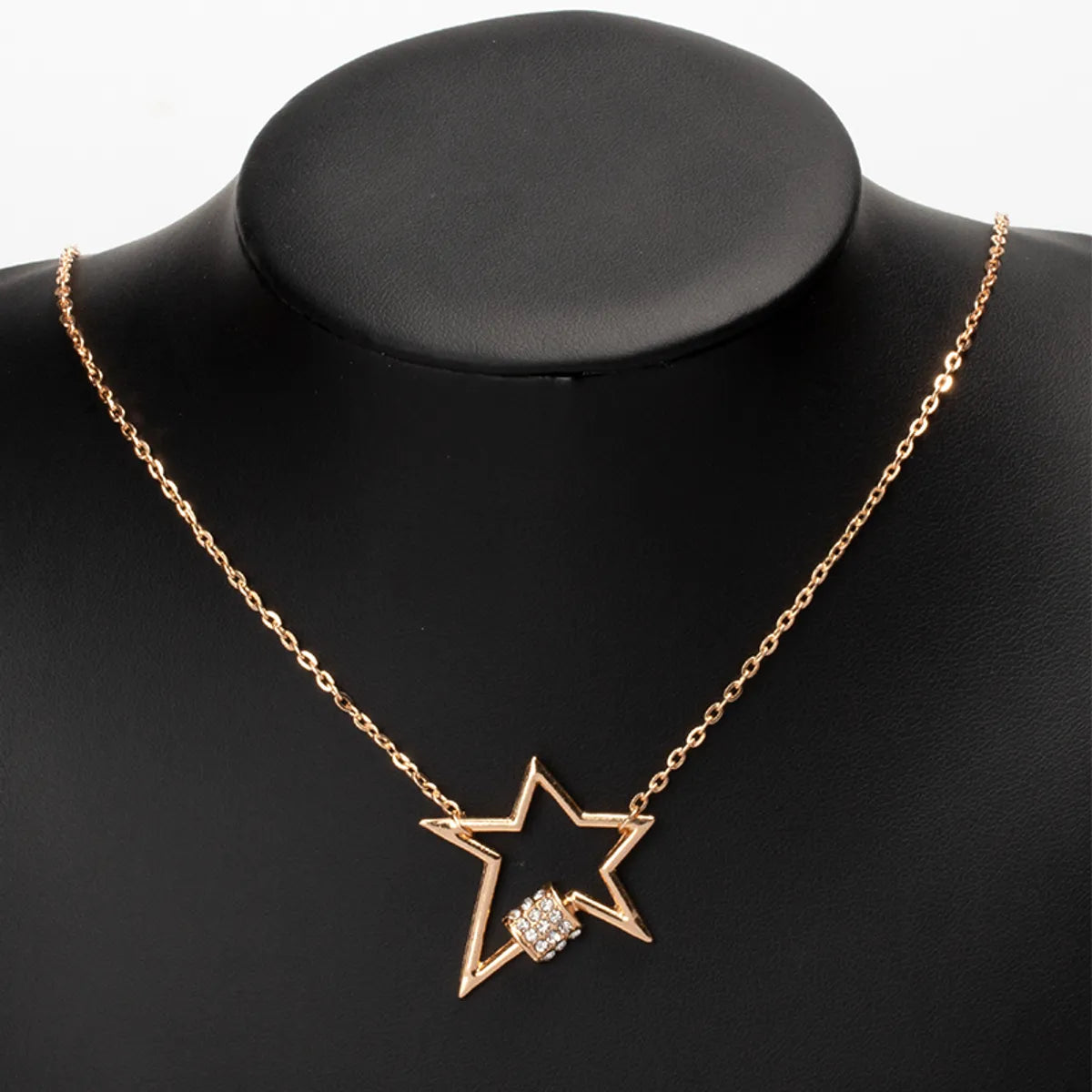 Simple Style Pentagram Alloy Plating Inlay Rhinestone Pendant Necklace