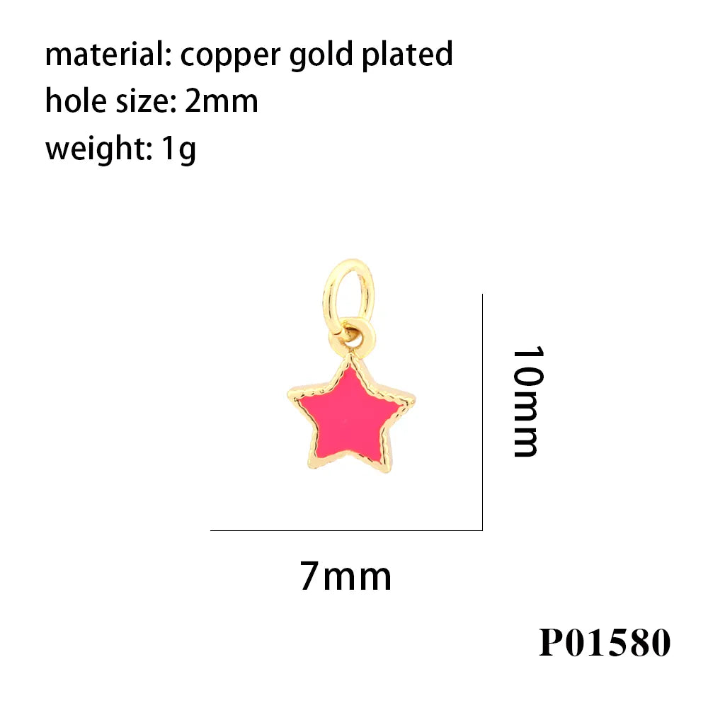 Simple Style Pentagram Copper Enamel 18k Gold Plated Charms