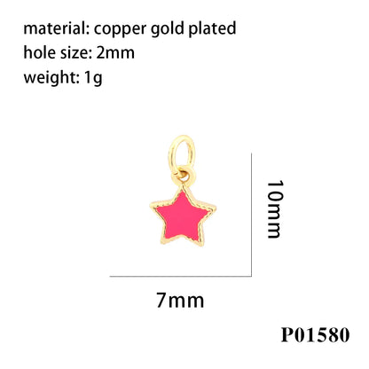 Simple Style Pentagram Copper Enamel 18k Gold Plated Charms