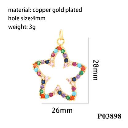 Simple Style Pentagram Heart Shape Smile Face Copper Plating Inlay Zircon 18k Gold Plated Valentine'S Day Charms