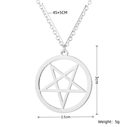 Wholesale Jewelry Simple Style Pentagram Round Alloy Iron Plating Hollow Out Pendant Necklace