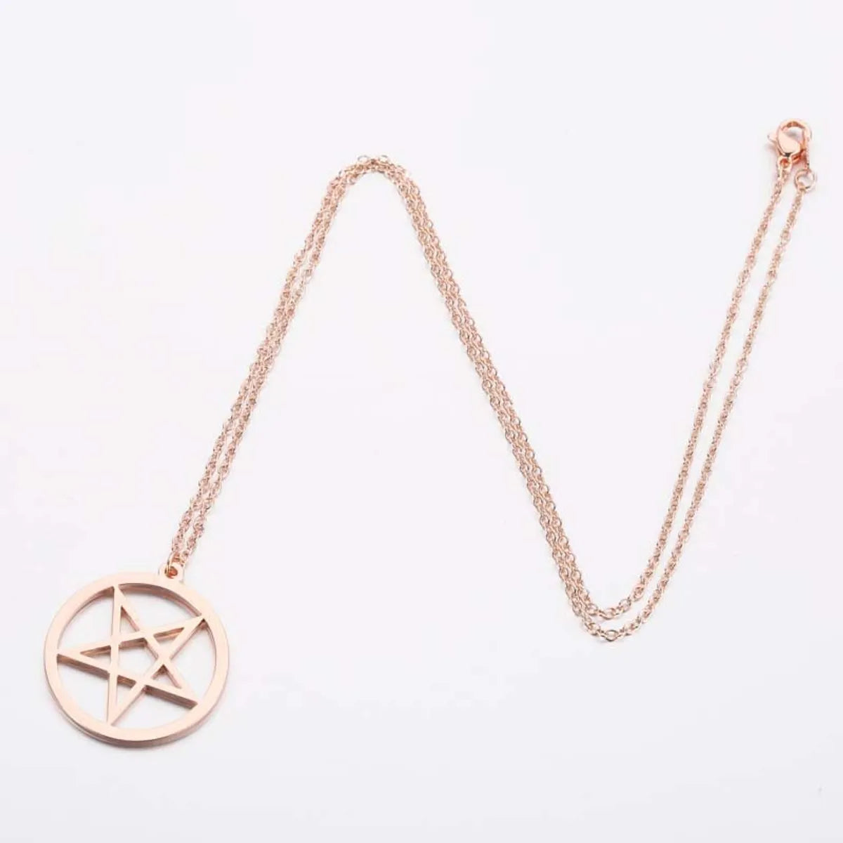 Wholesale Jewelry Simple Style Pentagram Round Alloy Iron Plating Hollow Out Pendant Necklace