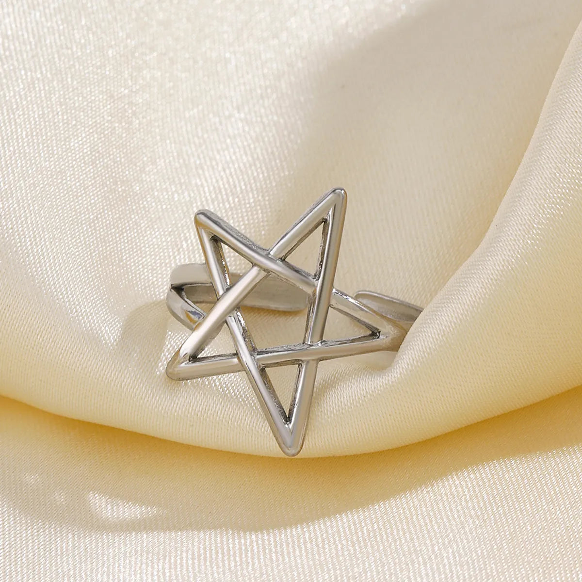 304 Stainless Steel 18K Gold Plated Simple Style Plating Pentagram Open Rings