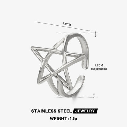 304 Stainless Steel 18K Gold Plated Simple Style Plating Pentagram Open Rings