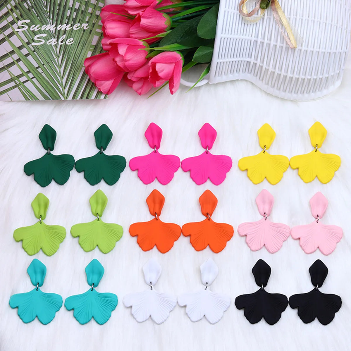 Simple Style Petal Arylic Spray Paint Women's Drop Earrings