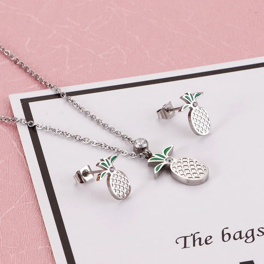 Simple Style Pineapple Stainless Steel Plating Jewelry Set