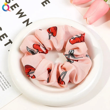 Simple Style Plaid Fruit Flower Cloth Hair Tie 1 Piece