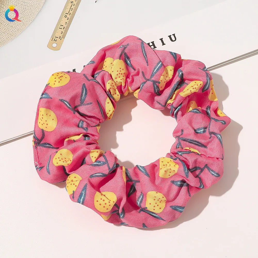 Simple Style Plaid Fruit Flower Cloth Hair Tie 1 Piece