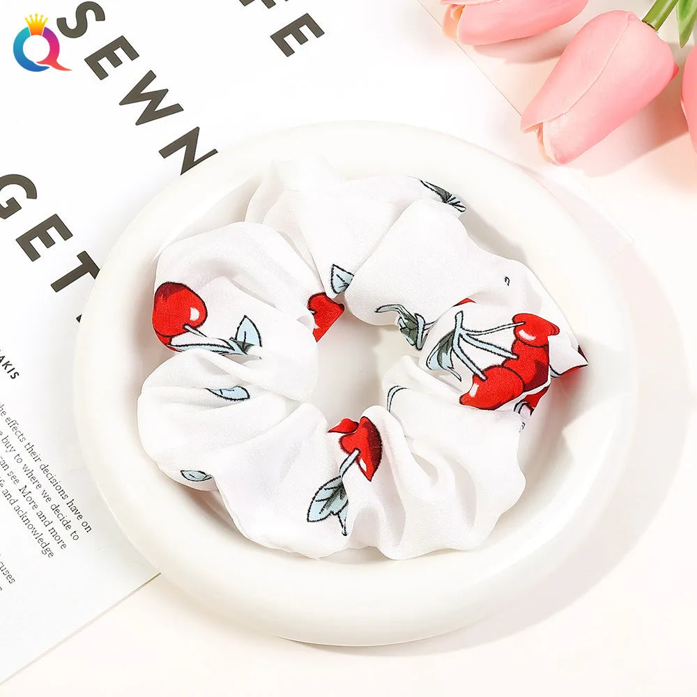 Simple Style Plaid Fruit Flower Cloth Hair Tie 1 Piece