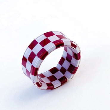 Simple Style Plaid Resin Enamel Women'S Rings