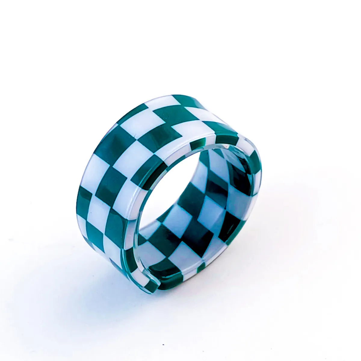 Simple Style Plaid Resin Enamel Women'S Rings