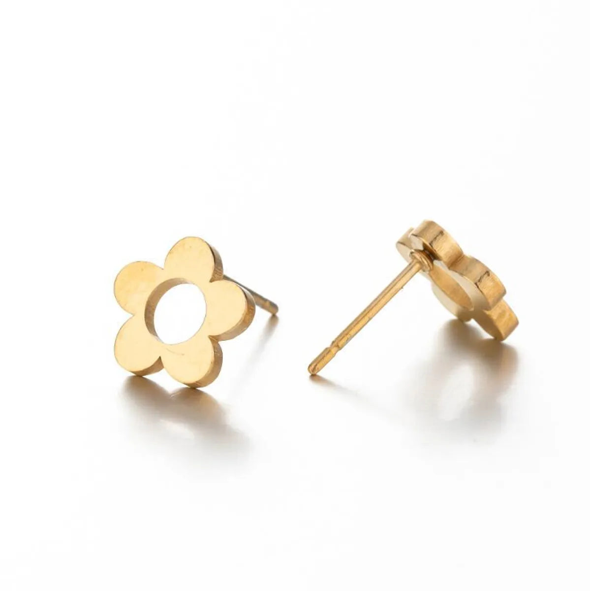 Simple Style Plant Stainless Steel Plating Ear Studs 1 Pair