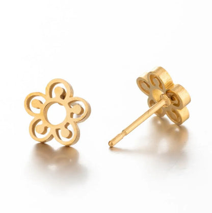 Simple Style Plant Stainless Steel Plating Ear Studs 1 Pair