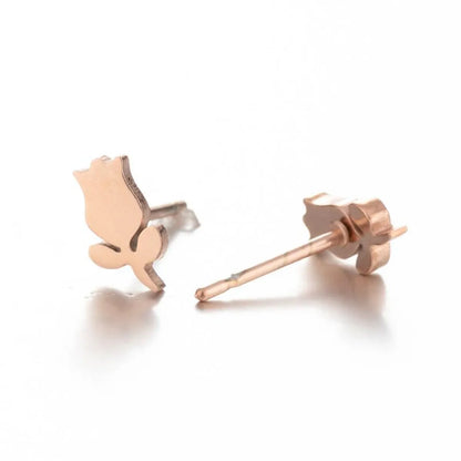 Simple Style Plant Stainless Steel Plating Ear Studs 1 Pair