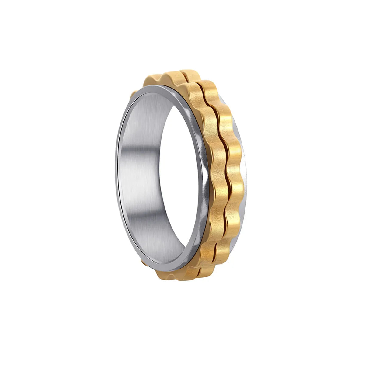 Wholesale Jewelry Simple Style Printing 304 Stainless Steel Gold Plated Plating Rings