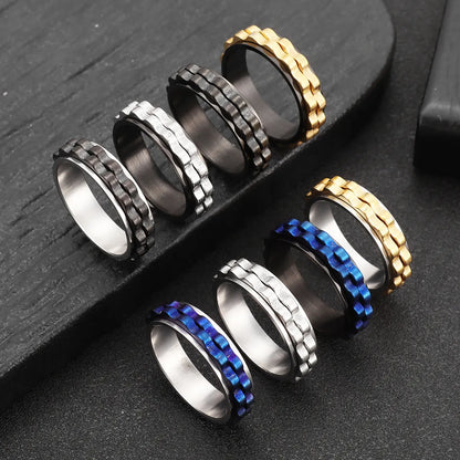 Wholesale Jewelry Simple Style Printing 304 Stainless Steel Gold Plated Plating Rings