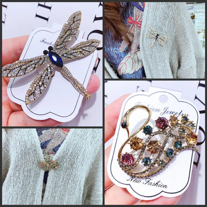 Simple Style Rabbit Swan Butterfly Alloy Plating Hollow Out Inlay Rhinestones Women'S Brooches