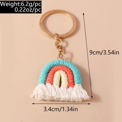 Simple Style Rainbow Fabric Zinc Alloy Keychain