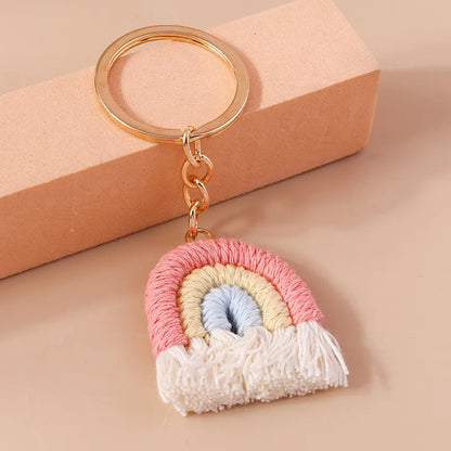 Simple Style Rainbow Fabric Zinc Alloy Keychain