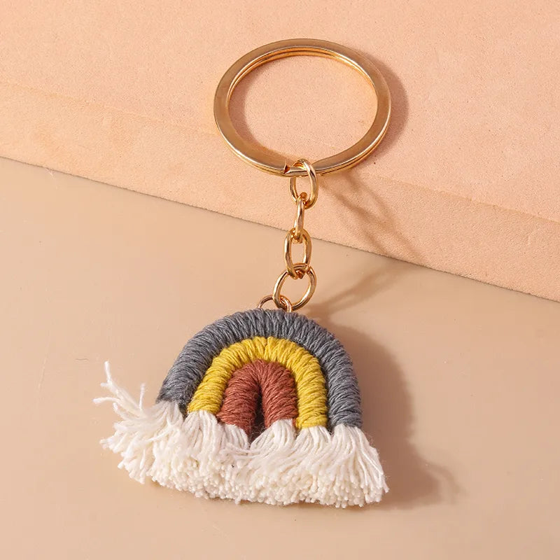 Simple Style Rainbow Fabric Zinc Alloy Keychain