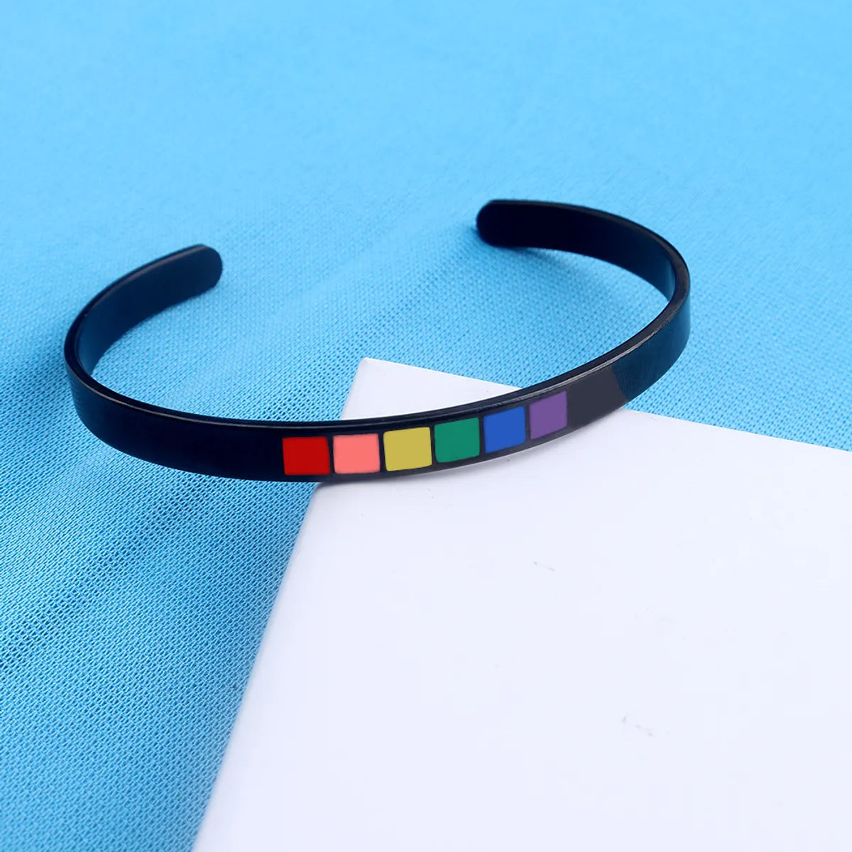 Simple Style Rainbow Stainless Steel Cuff Bracelets