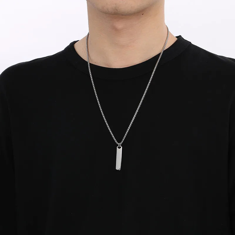 Simple Style Rectangle 304 Stainless Steel 18K Gold Plated Men'S Pendant Necklace