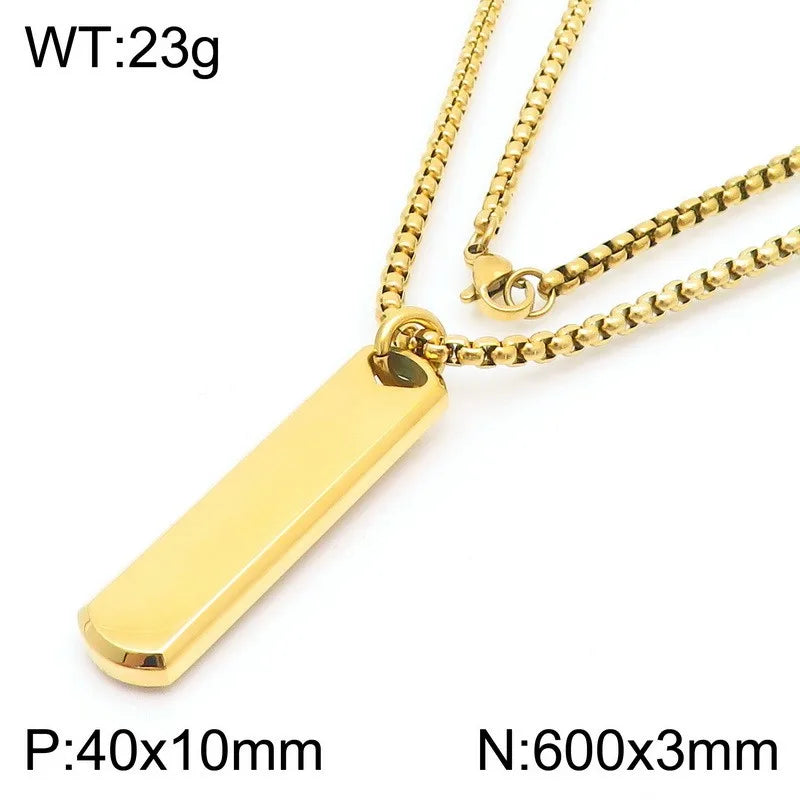 Simple Style Rectangle 304 Stainless Steel 18K Gold Plated Men'S Pendant Necklace