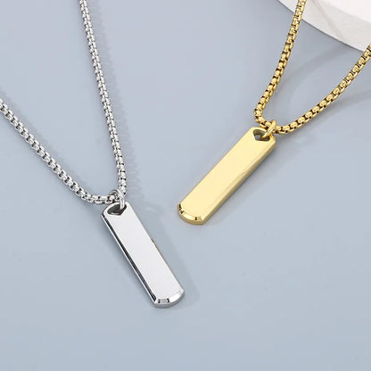 Simple Style Rectangle 304 Stainless Steel 18K Gold Plated Men'S Pendant Necklace