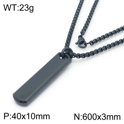 Simple Style Rectangle 304 Stainless Steel 18K Gold Plated Men'S Pendant Necklace