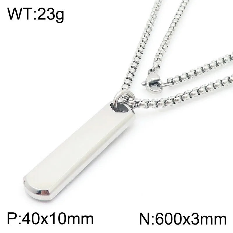 Simple Style Rectangle 304 Stainless Steel 18K Gold Plated Men'S Pendant Necklace