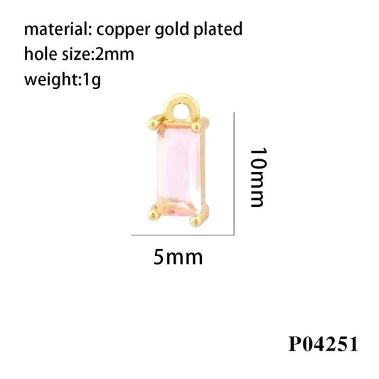 Simple Style Rectangle Copper Plating Inlay Zircon 18k Gold Plated Charms