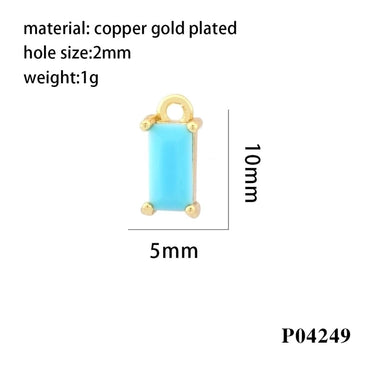 Simple Style Rectangle Copper Plating Inlay Zircon 18k Gold Plated Charms