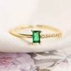 Simple Style Rectangle Copper Plating Inlay Zircon 18k Gold Plated Open Ring