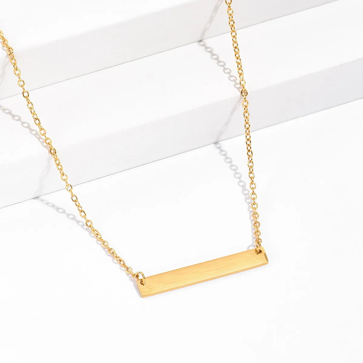 Simple Style Rectangle Stainless Steel Necklace Plating Stainless Steel Necklaces