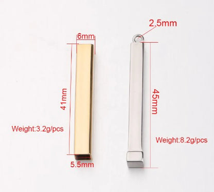 Simple Style Rectangle Stainless Steel Plating Charms