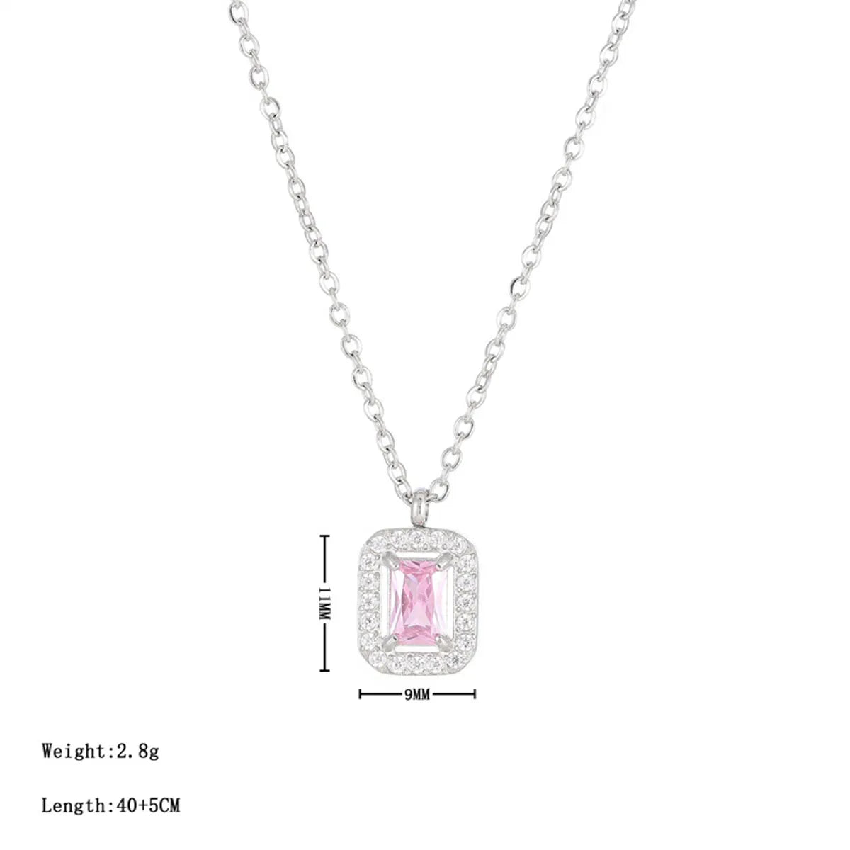 Wholesale Jewelry Simple Style Rectangle 304 Stainless Steel Zircon White Gold Plated Gold Plated Plating Inlay Pendant Necklace