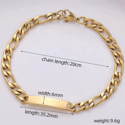 Simple Style Rectangle Stainless Steel Polishing Plating 18k Gold Plated Bracelets