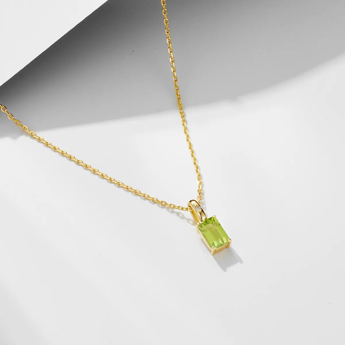 Simple Style Rectangle Sterling Silver Inlay Crystal Pendant Necklace