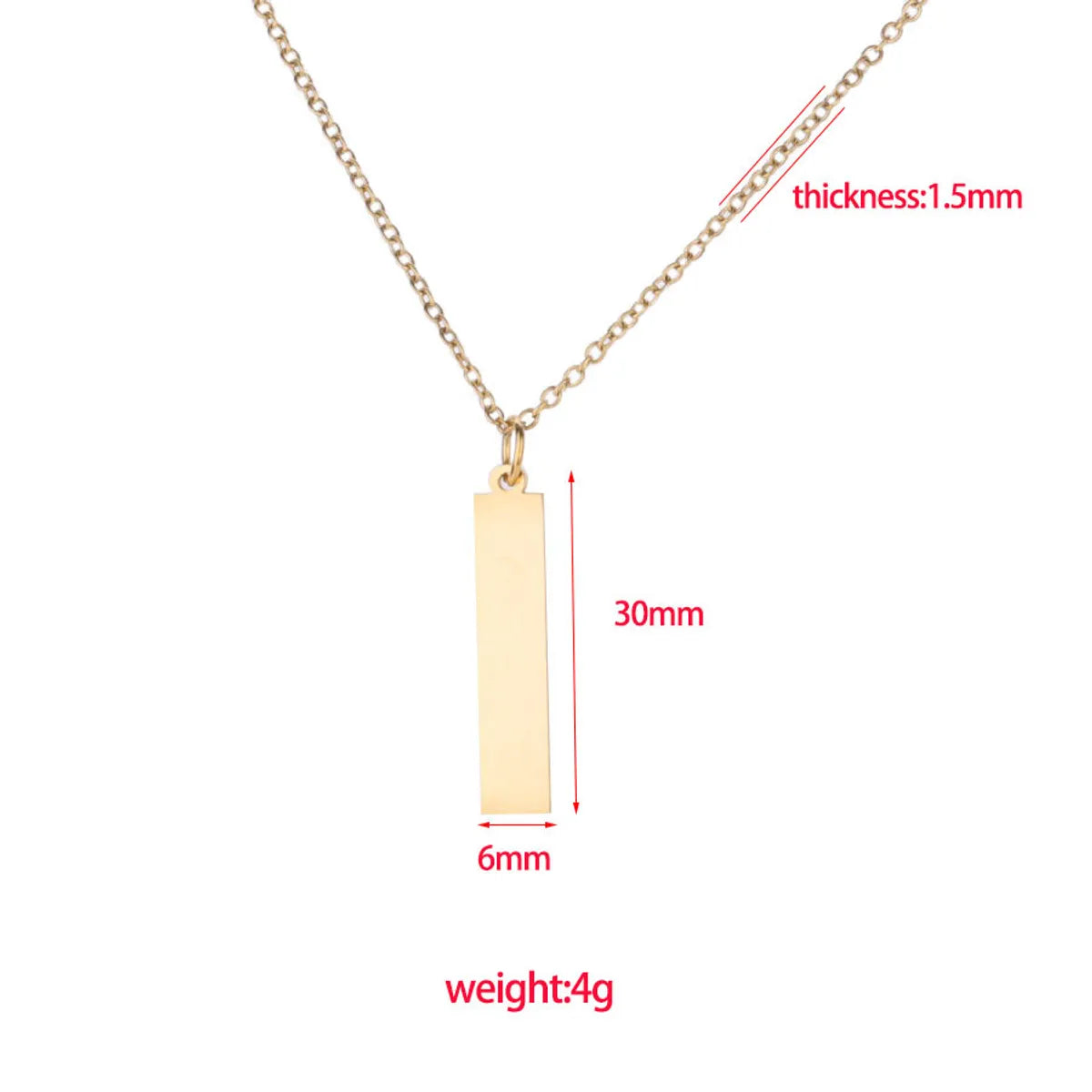 Titanium Steel 18K Gold Plated Simple Style Polishing Plating Rectangle None Pendant Necklace