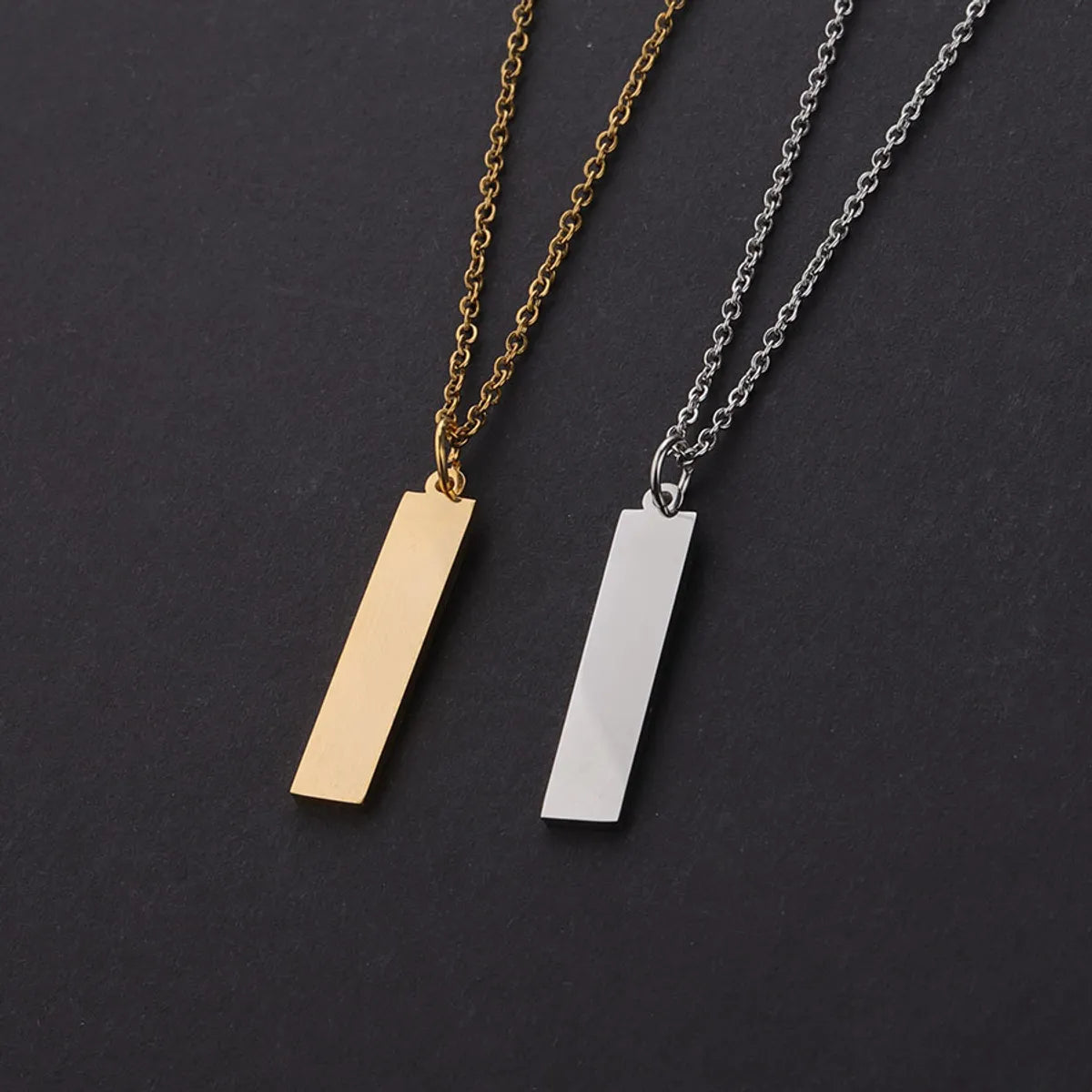 Titanium Steel 18K Gold Plated Simple Style Polishing Plating Rectangle None Pendant Necklace