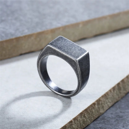 Simple Style Rectangle Titanium Steel Unisex Rings