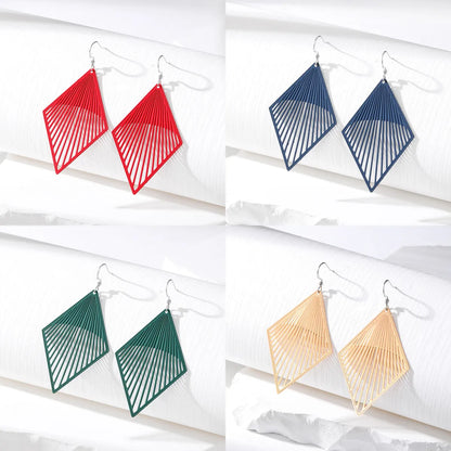 Simple Style Rhombus Alloy Hollow Out Women'S Drop Earrings