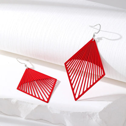 Simple Style Rhombus Alloy Hollow Out Women'S Drop Earrings