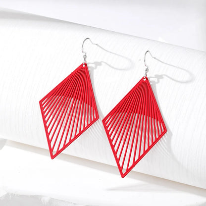 Simple Style Rhombus Alloy Hollow Out Women'S Drop Earrings