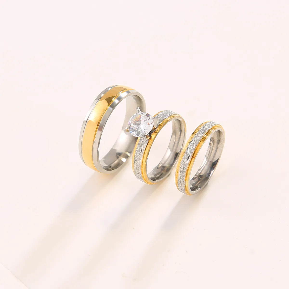 Simple Style Rhombus Stainless Steel Plating Inlay Zircon Rings