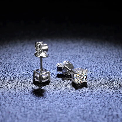 Simple Style Rhombus Sterling Silver Inlay Moissanite Zircon Ear Studs