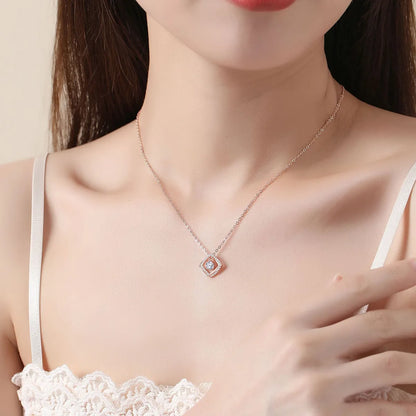 Simple Style Rhombus Sterling Silver Polishing Plating Inlay Pendant Necklace